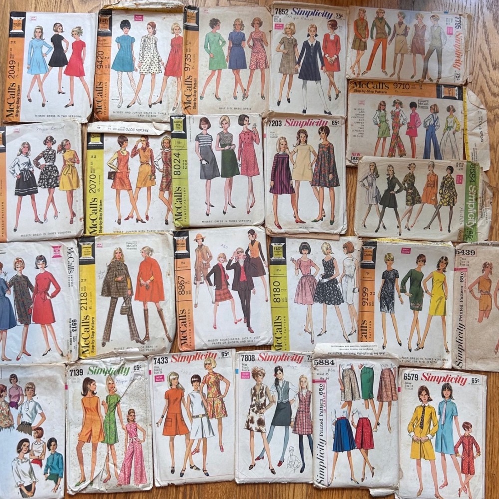 Simplicity McCall's Sewing Patterns Lot Mixed Sizes Multicolor 1960s Mod Retro